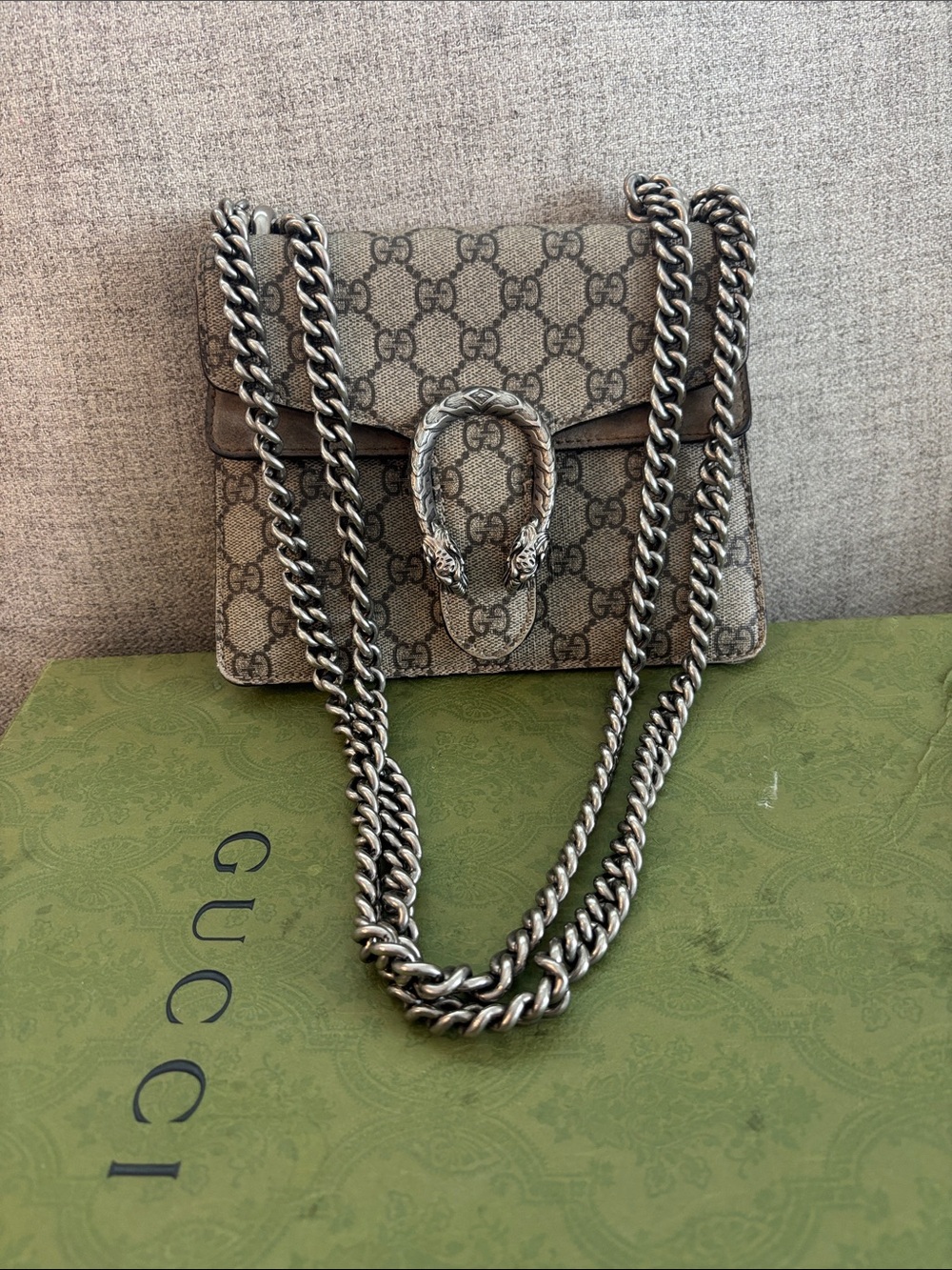 Gucci Beige Monogram GG Shoulder Bag with Silver Hardware - Picture 2 of 7